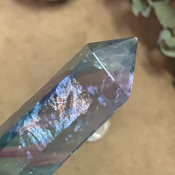 Purple and Green Fluorite Tower with Big Rainbows (gem quality) - Picture 7 of 7